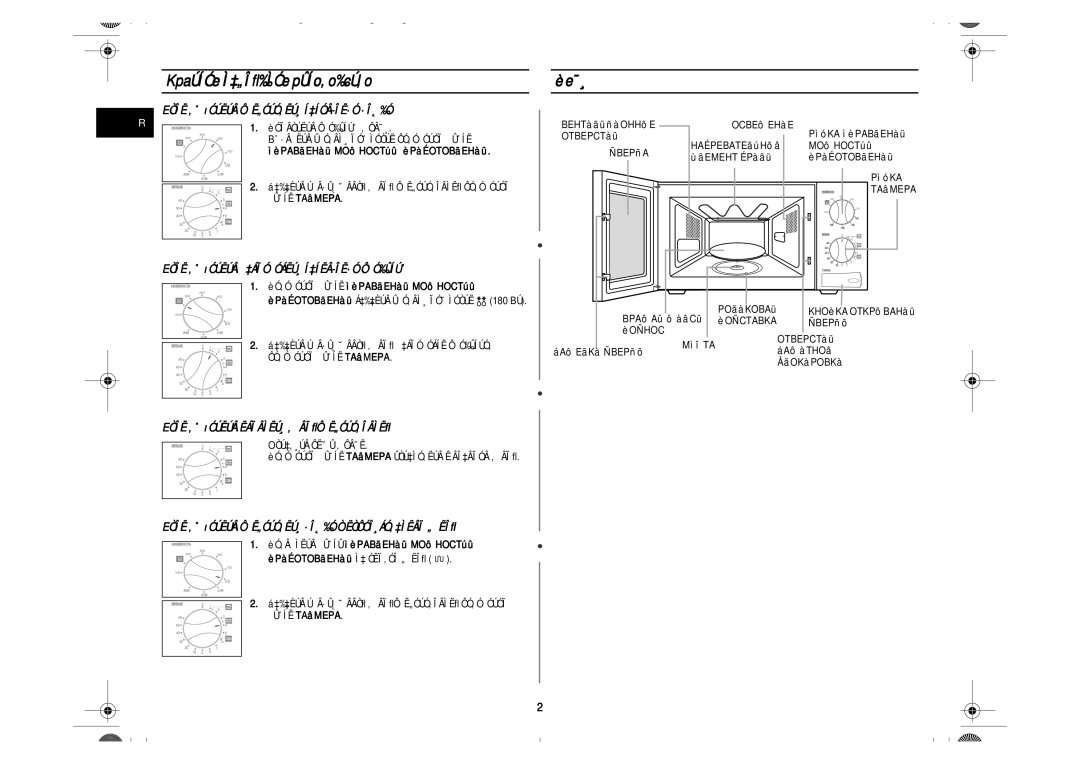 Samsung CE2718NR/BWT, CE2718NR-U/BWT, CE2718NR-D/BWT, CE2718NR/SBW manual KpaÚÍÓe Ì‡„Îﬂ‰ÌÓe pÛÍo‚o‰cÚ‚o, Èe˜¸ 