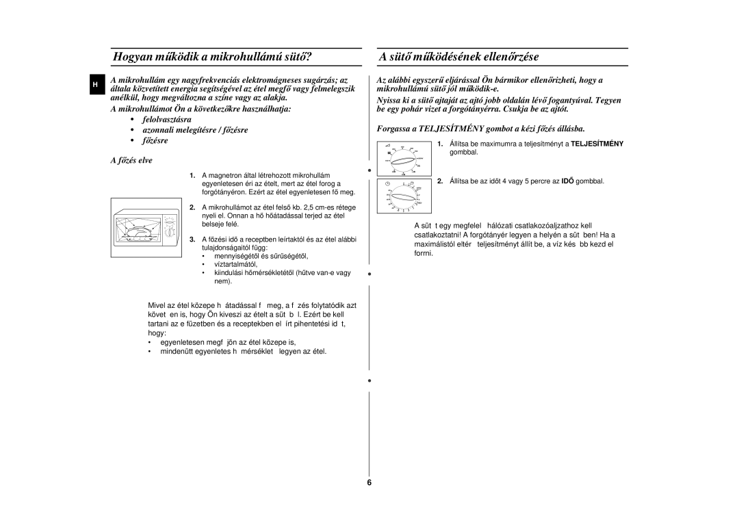 Samsung CE2719N/XEH manual Hogyan működik a mikrohullámú süt ő?, Süt ő működésének ellen őrzése 