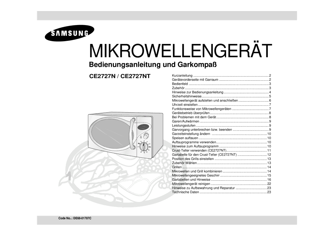 Samsung CE2727N/XEG, CE2727N-S/XEG manual Mikrowellengerät 