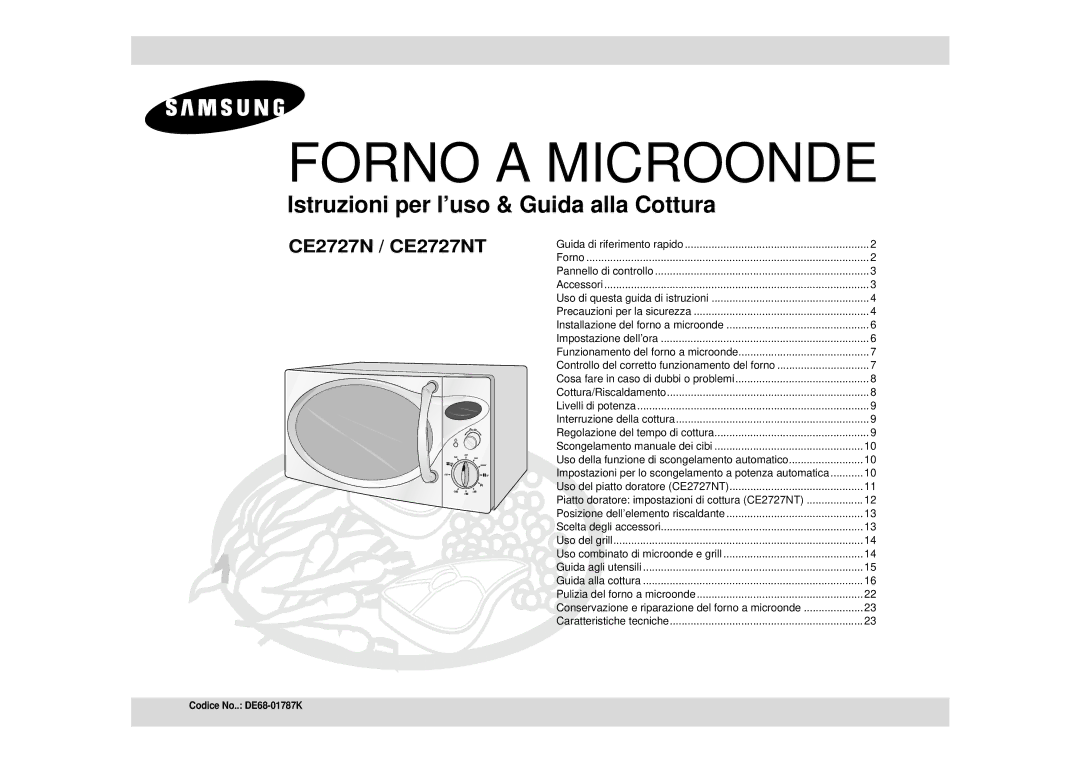 Samsung CE2727N/XET manual Forno a Microonde 