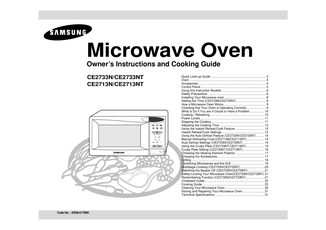 Samsung CE2733N/ELE manual Microwave Oven 