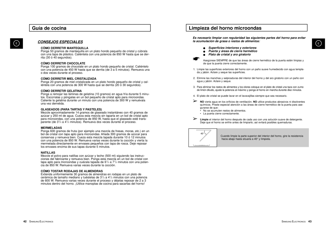 Samsung CE2774-D/XEC, CE2774-B/XEC, CE2774/XEC, CE2774-GR/XEC manual Limpieza del horno microondas, Consejos Especiales 