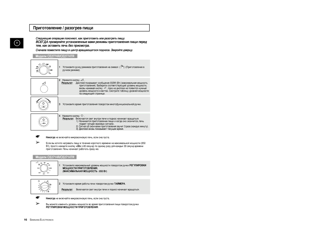 Samsung CE2774R-1/BWT, CE2774R/BWT, CE2774R-US/BWT manual Ë„Óúó‚Îâìëâ / ‡Áó„Â‚ Ôë˘Ë, ÅÓ‰ÂÎË CE2774R/CE2774TR 