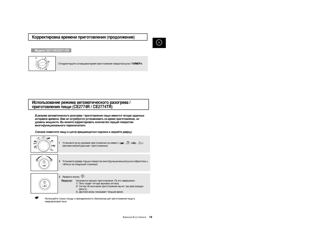 Samsung CE2774R-1/BWT, CE2774R/BWT, CE2774R-US/BWT manual ÄÓÂÍÚËÓ‚Í‡ ‚ÂÏÂÌË ÔË„ÓÚÓ‚ÎÂÌËﬂ ÔÓ‰ÓÎÊÂÌËÂ, Ïëìûúû 