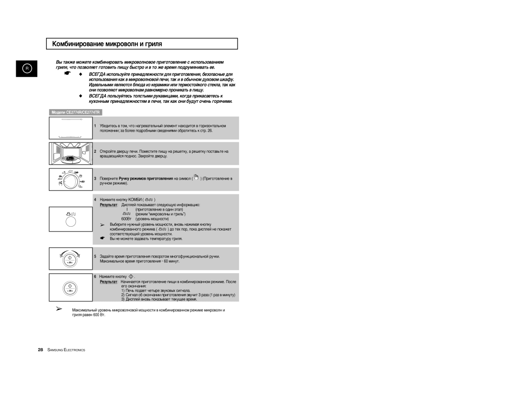 Samsung CE2774R-1/BWT, CE2774R/BWT, CE2774R-US/BWT manual ÄÓÏ·ËÌËÓ‚‡ÌËÂ ÏËÍÓ‚ÓÎÌ Ë „ËÎﬂ, ‡ÊÏËÚÂ Íìóôíû äéåÅà 