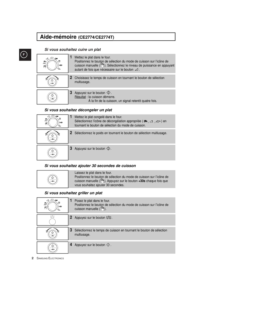 Samsung CE2774/XEF, CE2774-1/XEF manual Aide-mémoireCE2774/CE2774T 