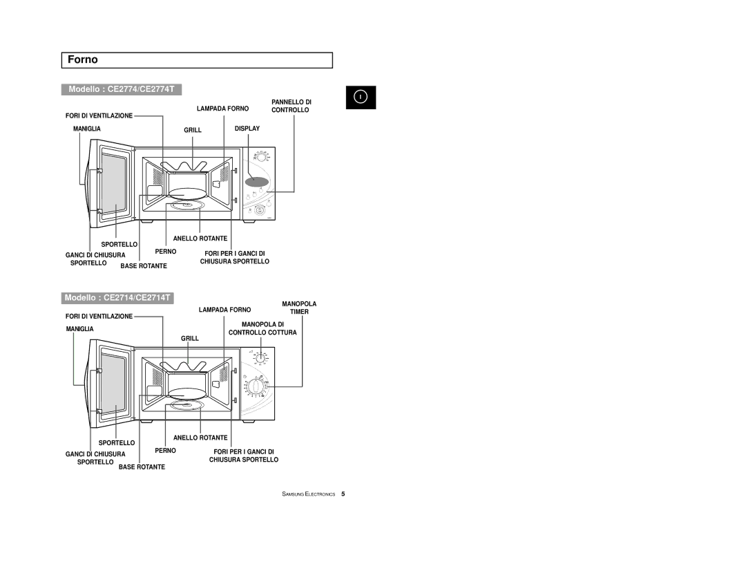 Samsung CE2774-1/XET, CE2774/XET manual Forno, Modello CE2774/CE2774T 