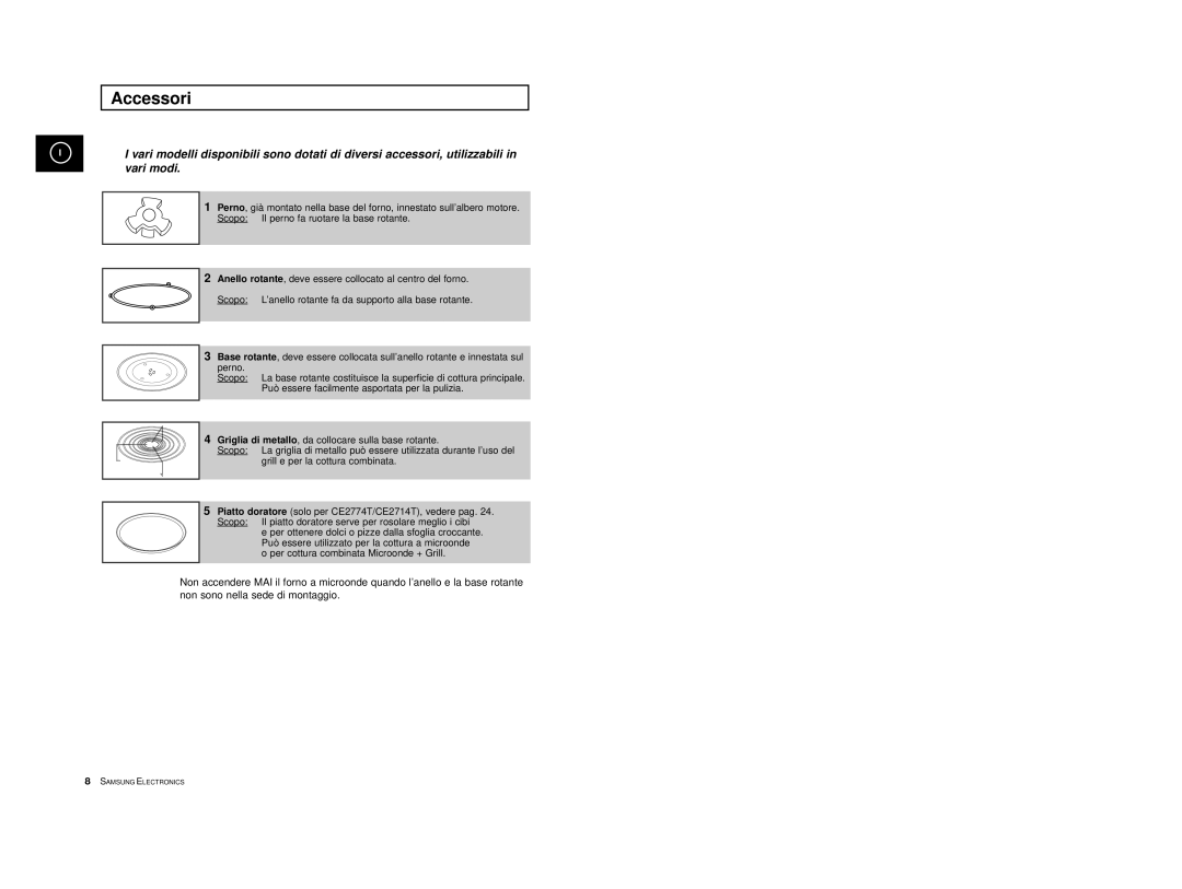 Samsung CE2774/XET, CE2774-1/XET manual Accessori 