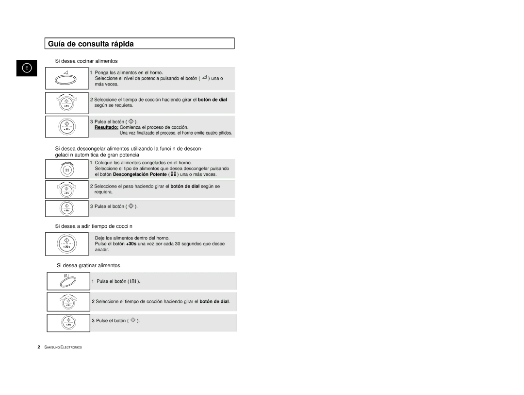 Samsung CE2777-B/XEC, CE2777-S/XEC, CE2777-D/XEC, CE2777/XEC manual Guía de consulta rápida, Si desea cocinar alimentos 