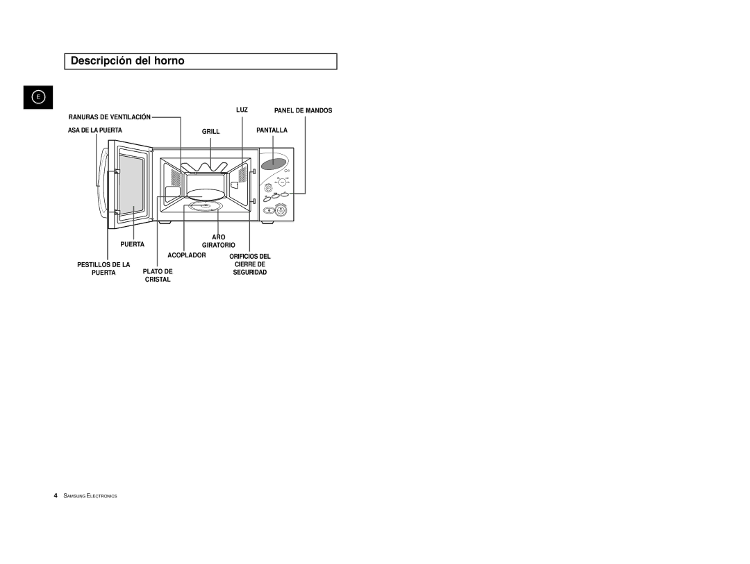 Samsung CE2777-GR/XEC, CE2777-S/XEC, CE2777-D/XEC, CE2777-B/XEC, CE2777/XEC manual Descripción del horno 