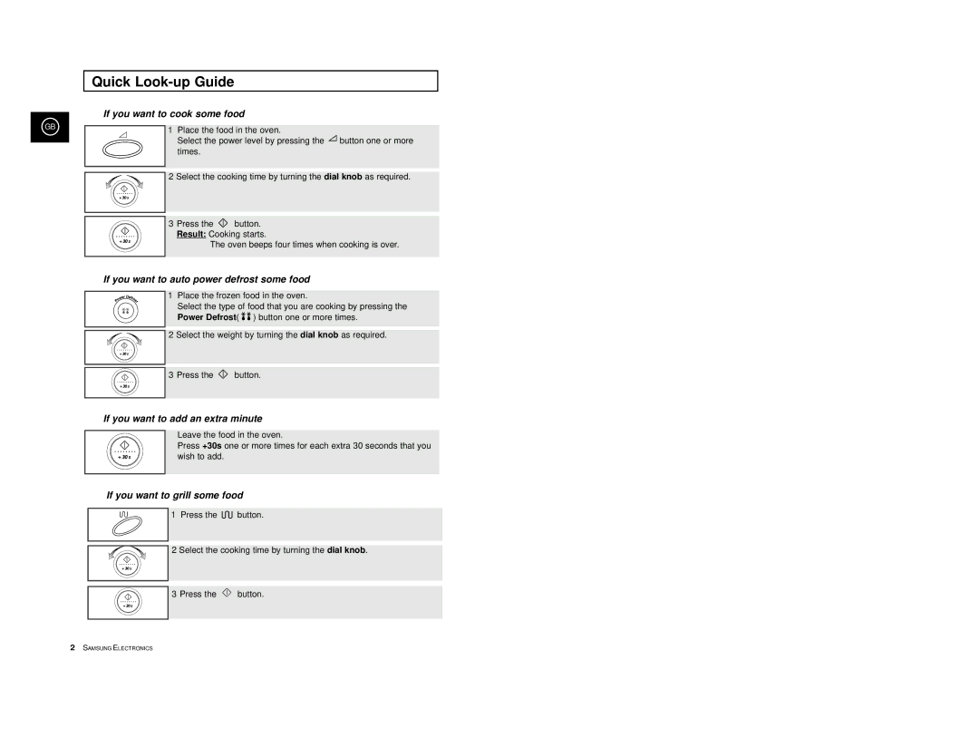 Samsung CE2777/XET manual Quick Look-up Guide, If you want to cook some food 