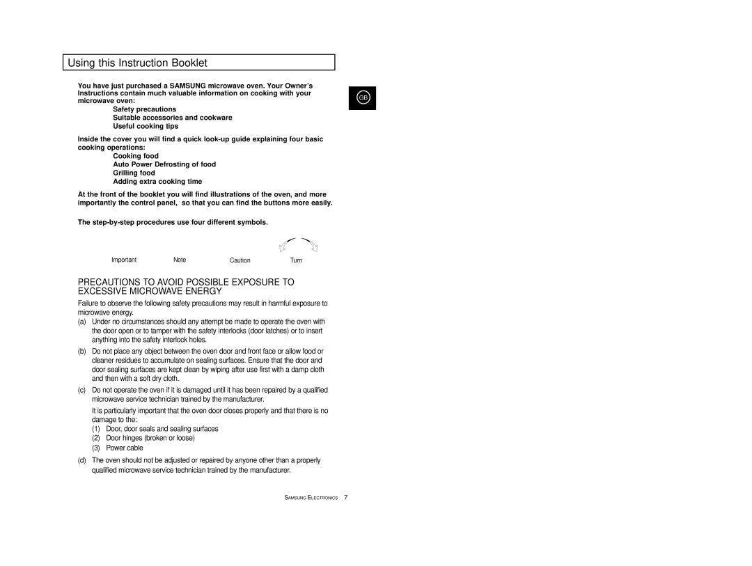 Samsung CE2777/XET manual Using this Instruction Booklet, Microwave oven 