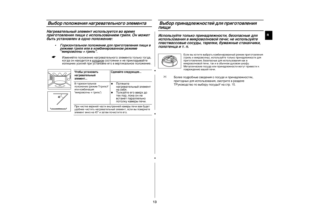 Samsung CE2827NR-U/BWT, CE2827NR/BWT ˚·Ó ÔÓÎÓÊÂÌËﬂ Ì‡„Â‚‡ÚÂÎ¸ÌÓ„Ó ˝ÎÂÏÂÌÚ‡, ˚·Ó ÔËÌ‡‰ÎÂÊÌÓÒÚÂÈ ‰Îﬂ ÔË„ÓÚÓ‚ÎÂÌËﬂ ÔË˘Ë 