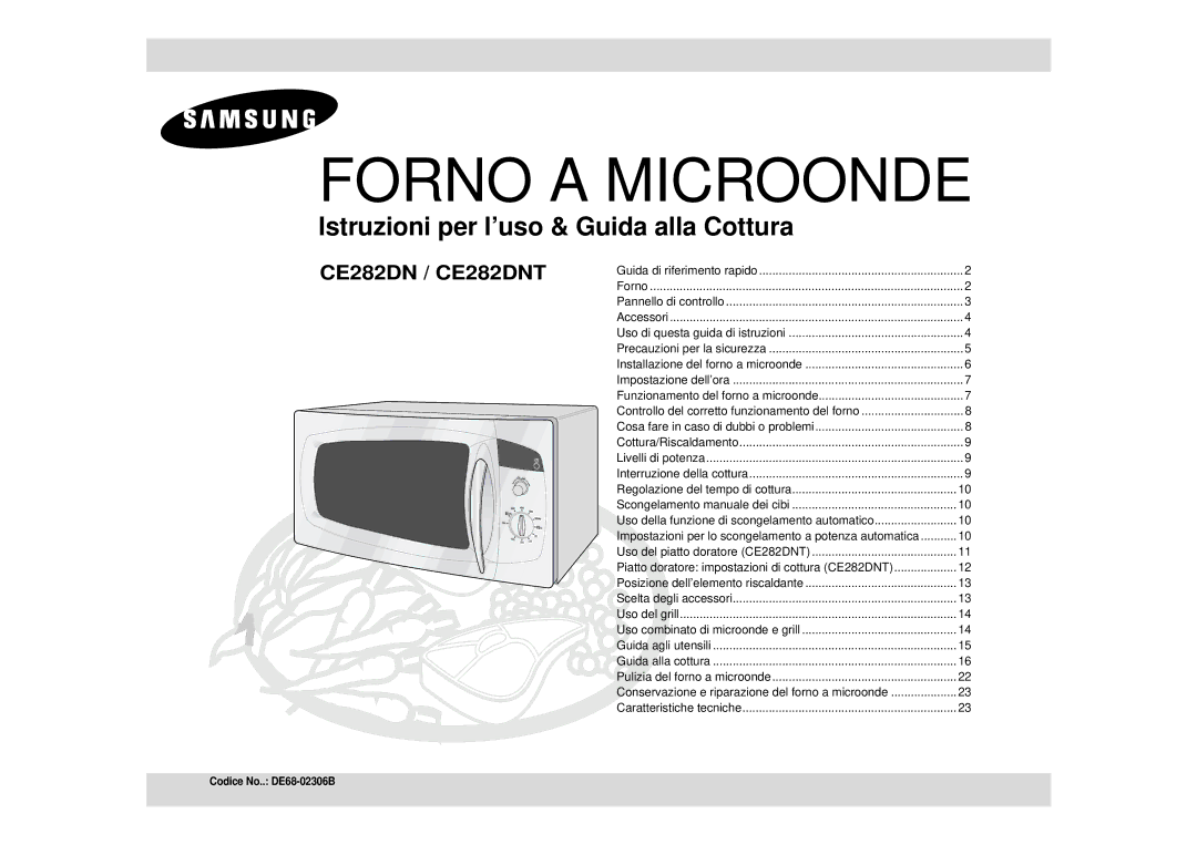 Samsung CE282DN/XET, CE282DN-S/XET manual Forno a Microonde 