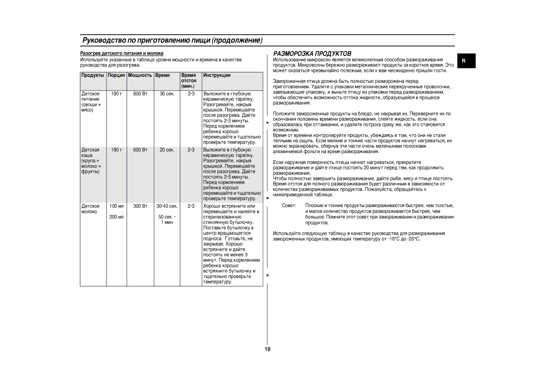 Samsung CE2875NR-U/BWT, CE2875NR/BWT manual ‡ÁÓ„Â‚ ‰ÂÚÒÍÓ„Ó ÔËÚ‡ÌËﬂ Ë ÏÓÎÓÍ‡, ÈÓˆËﬂ ÅÓ˘ÌÓÒÚ¸ ÂÏﬂ ÀÌÒÚÛÍˆËË ÓÚÒÚÓﬂ ÏËÌ 