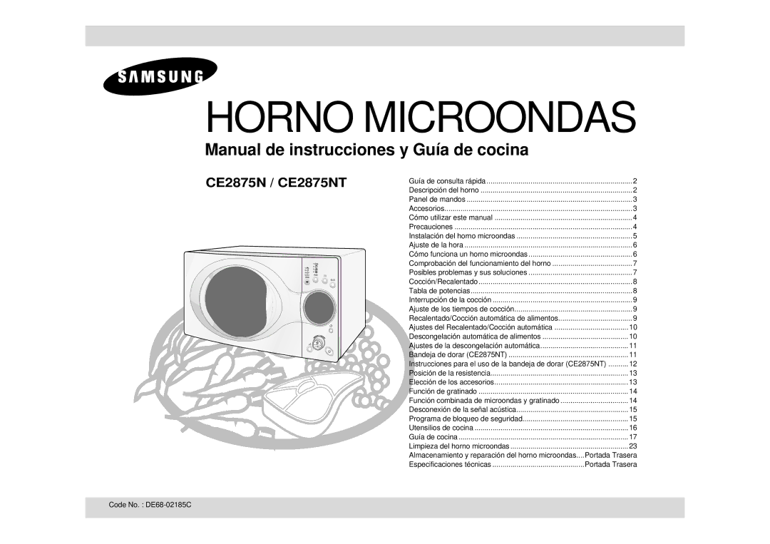 Samsung CE2875NT/XEC, CE2875NT-S/XEC manual Horno Microondas 