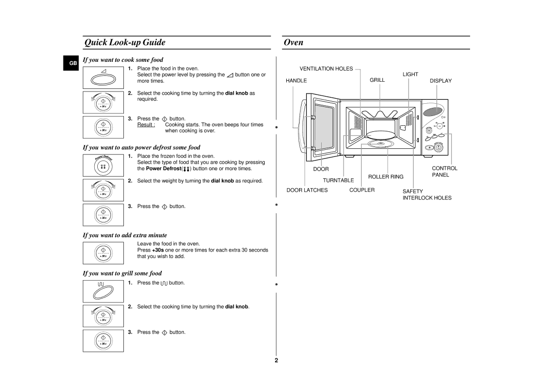 Samsung CE2877NT-S/GEN manual Quick Look-up Guide, Oven 