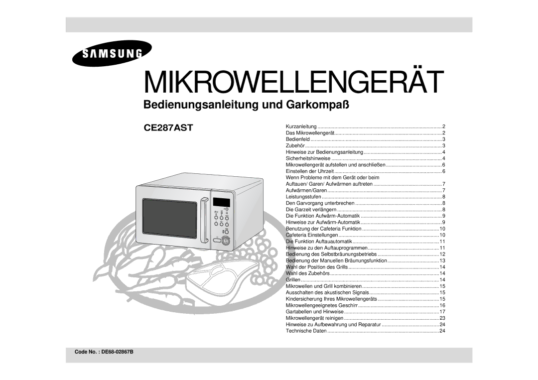 Samsung CE287AST/XEG manual Wenn Probleme mit dem Gerät oder beim, Code No. DE68-02867B 