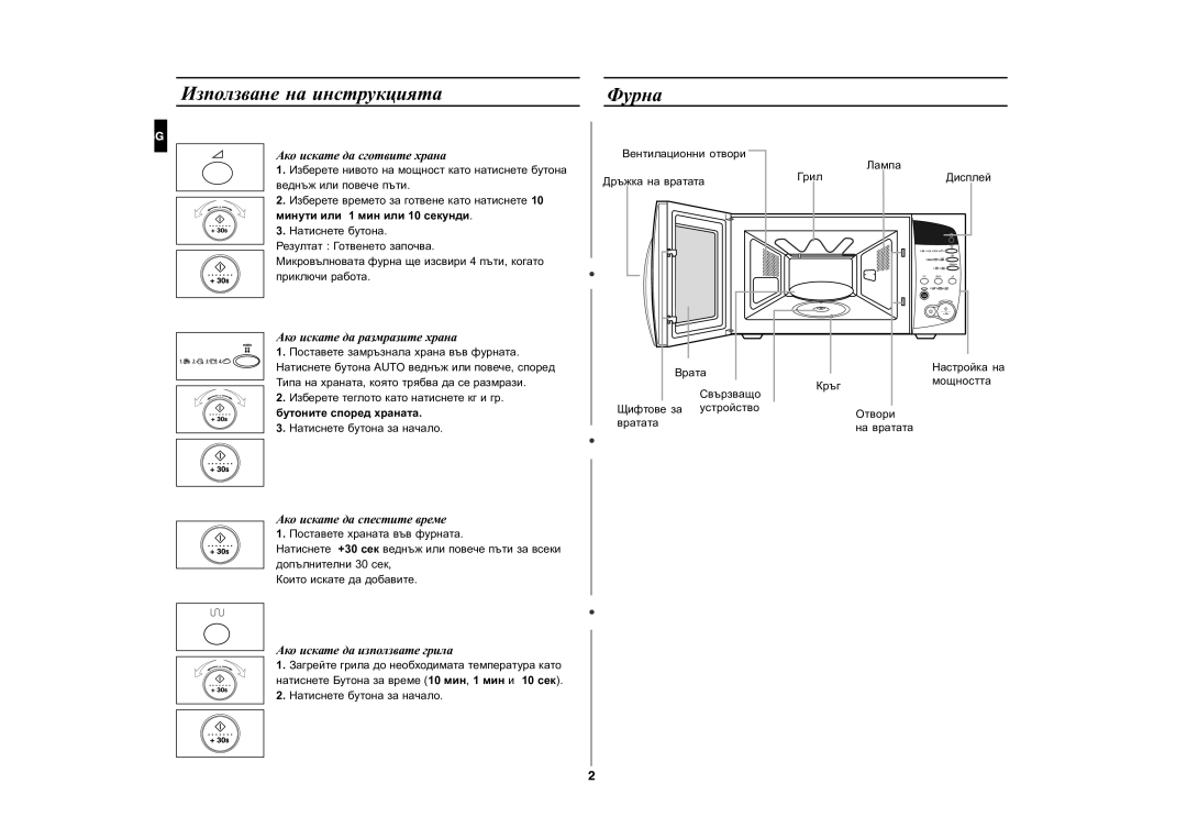 Samsung CE287DN-1/BOL manual Èçïîëçâàíå íà èíñòðóêöèÿòà Ôóðíà, Àêî èñêàòå äà ñãîòâèòå õðàíà, Àêî èñêàòå äà ðàçìðàçèòå õðàíà 