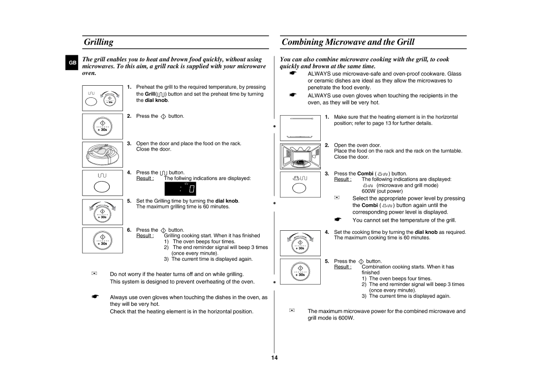 Samsung CE287DN-1/BOL manual Grilling, Combining Microwave and the Grill 