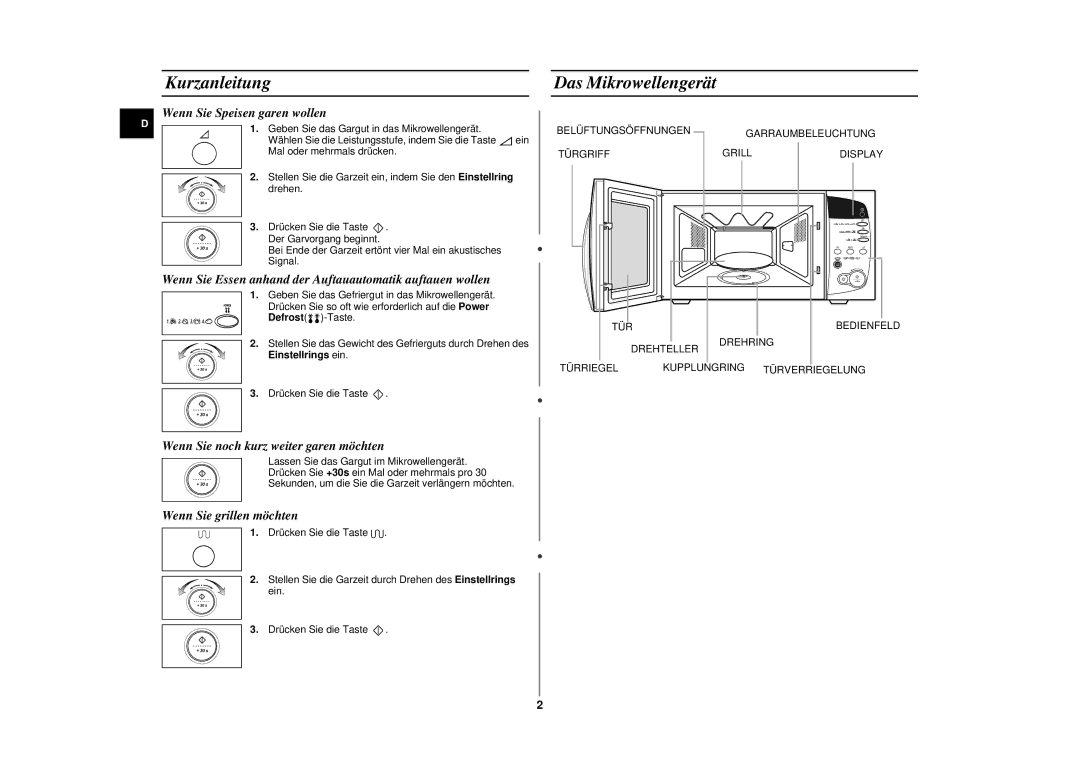 Samsung CE287DN/XEG, CE287DN-S/XEG, CE287DN-1S/XEG manual Kurzanleitung, Das Mikrowellengerät, Einstellrings ein 