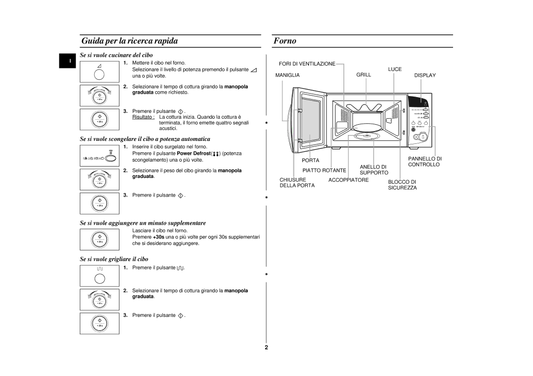 Samsung CE287DN/XET, CE287DN-S/XET, CE287DN-1/XET, CE287DN-1S/XET manual Guida per la ricerca rapida, Forno, Graduata 