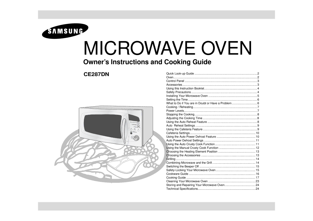 Samsung CE287DN/XEH, CE287DN/GEN, CE287DN-1/XEH manual Microwave Oven 