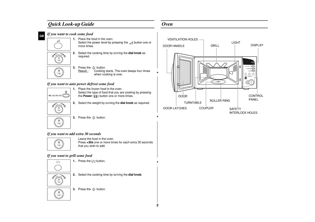 Samsung CE287DN-1/XEH, CE287DN/GEN, CE287DN/XEH manual Quick Look-up Guide, Oven 