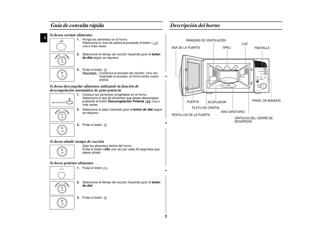 Samsung CE287DN/XEC manual Guía de consulta rápida, Descripción del horno, De dial 