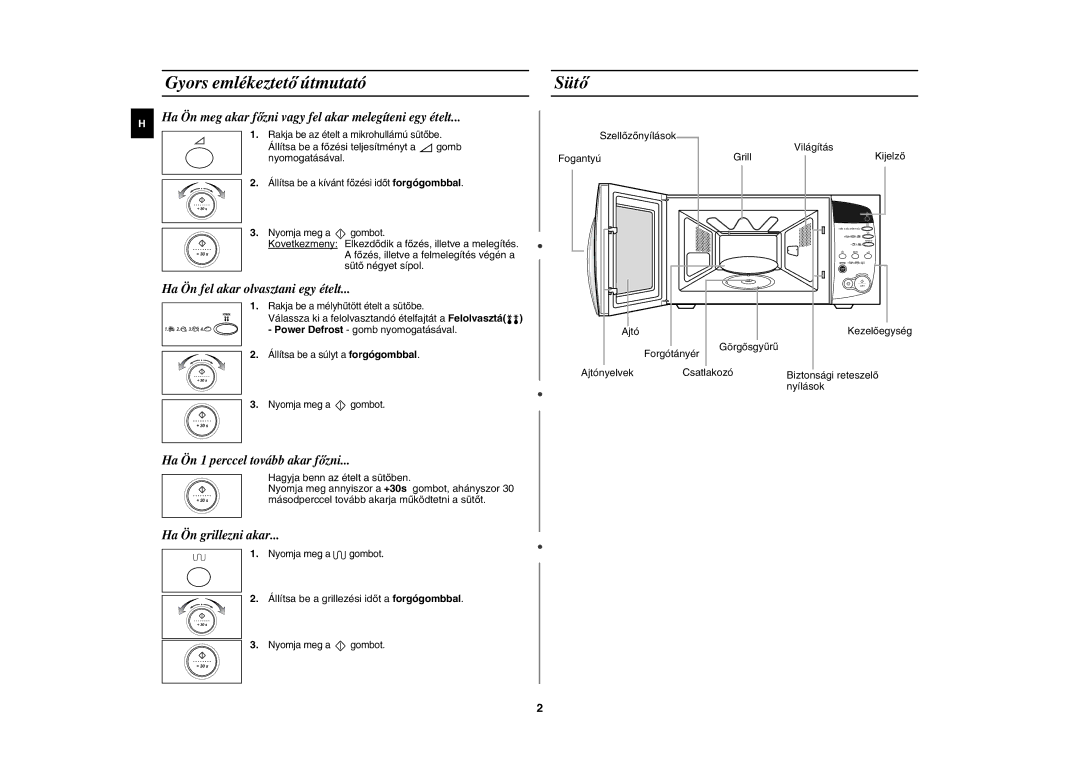 Samsung CE287DN/XEH, CE287DN-1/XEH manual Gyors emlékeztető útmutató, Sütő 