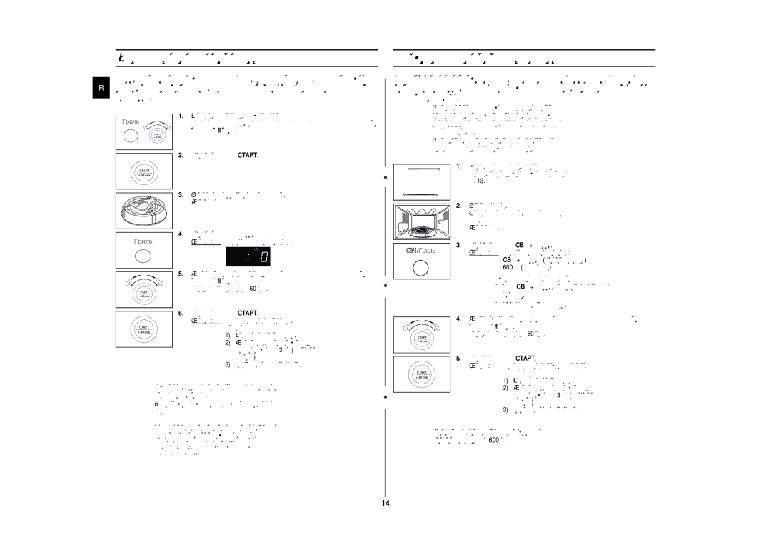 Samsung CE287MNR-D/BWT, CE287MNR-U/BWT, CE287MNR/BWT manual Ë„ÓÚÓ‚ÎÂÌËÂ ‚ ÂÊËÏÂ „ËÎﬂ, ÄÓÏ·ËÌËÓ‚‡ÌËÂ ÏËÍÓ‚ÓÎÌ Ë „ËÎﬂ 