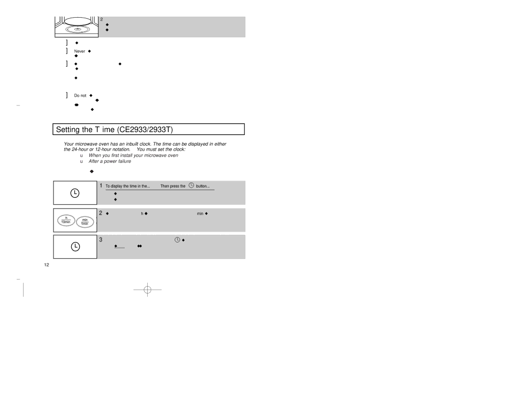 Samsung CE2913/XEG, CE2913-M/XEG, CE2913-B/XEG manual Setting, Installin 