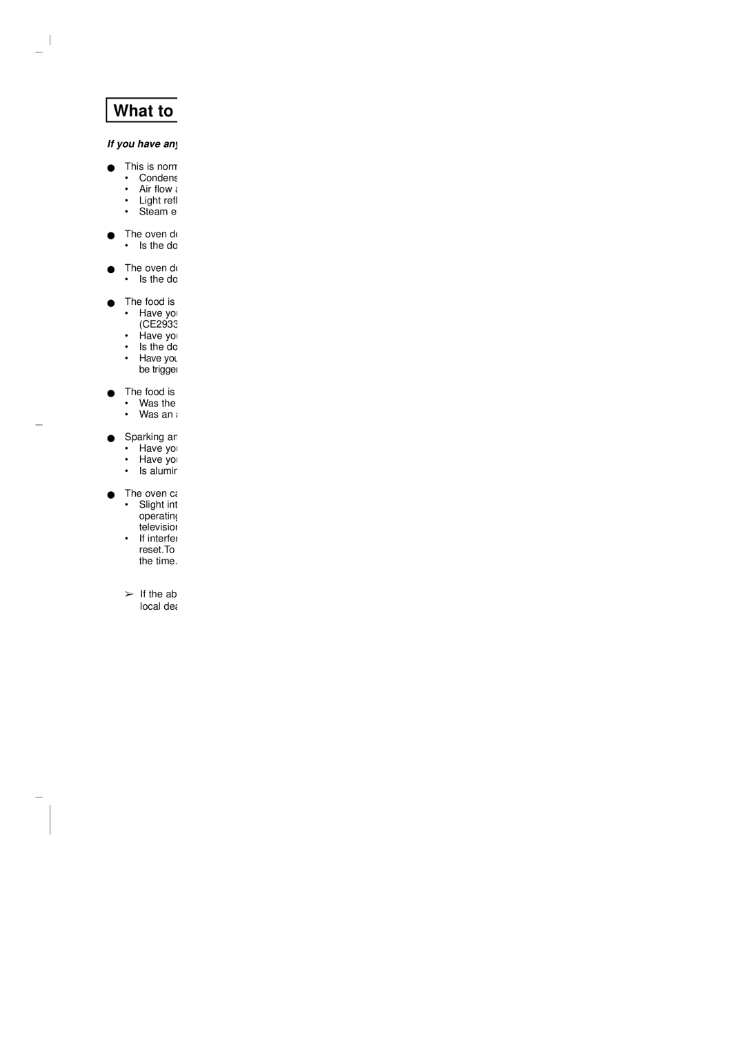 Samsung CE2913/XEG, CE2913-M/XEG, CE2913-B/XEG manual What to 