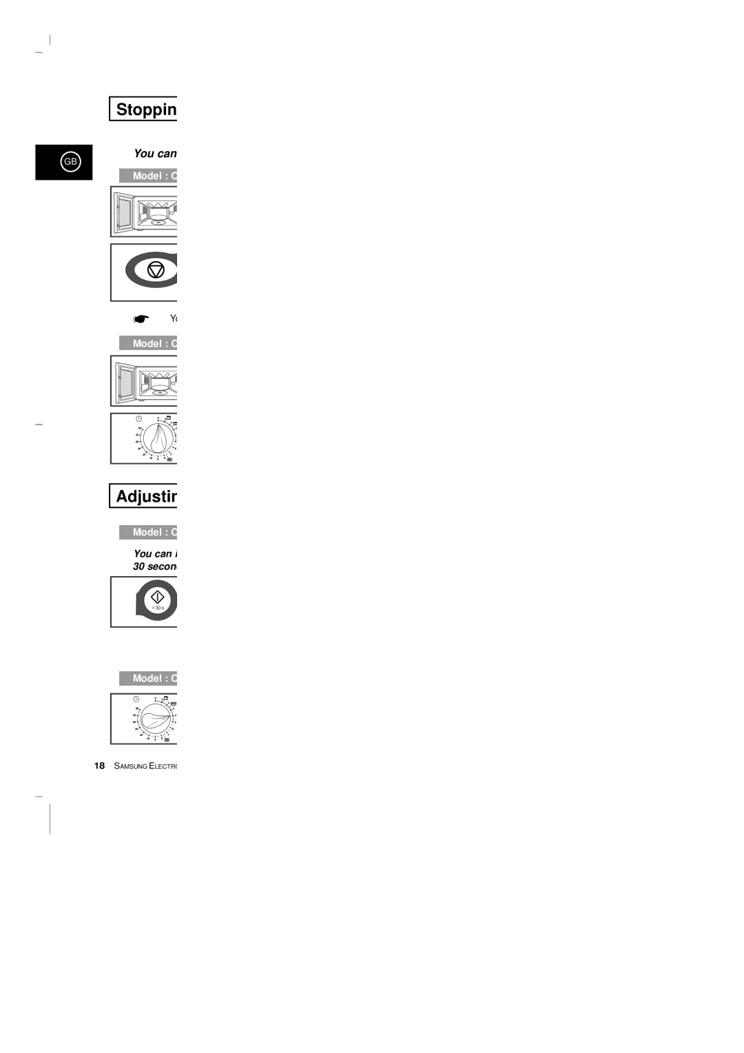 Samsung CE2913/XEG, CE2913-M/XEG, CE2913-B/XEG manual Stoppin, Adjustin 