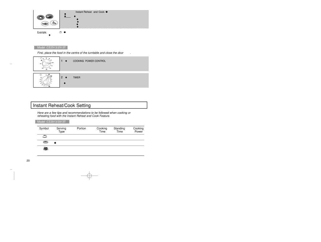 Samsung CE2913-M/XEG, CE2913/XEG, CE2913-B/XEG manual Instant, Symbol 