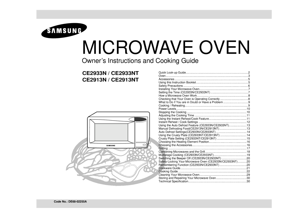 Samsung CE2913N/XSV manual Multistage Cooking CE2933N/CE2933NT, Remembering Function CE2933N/CE2933NT 