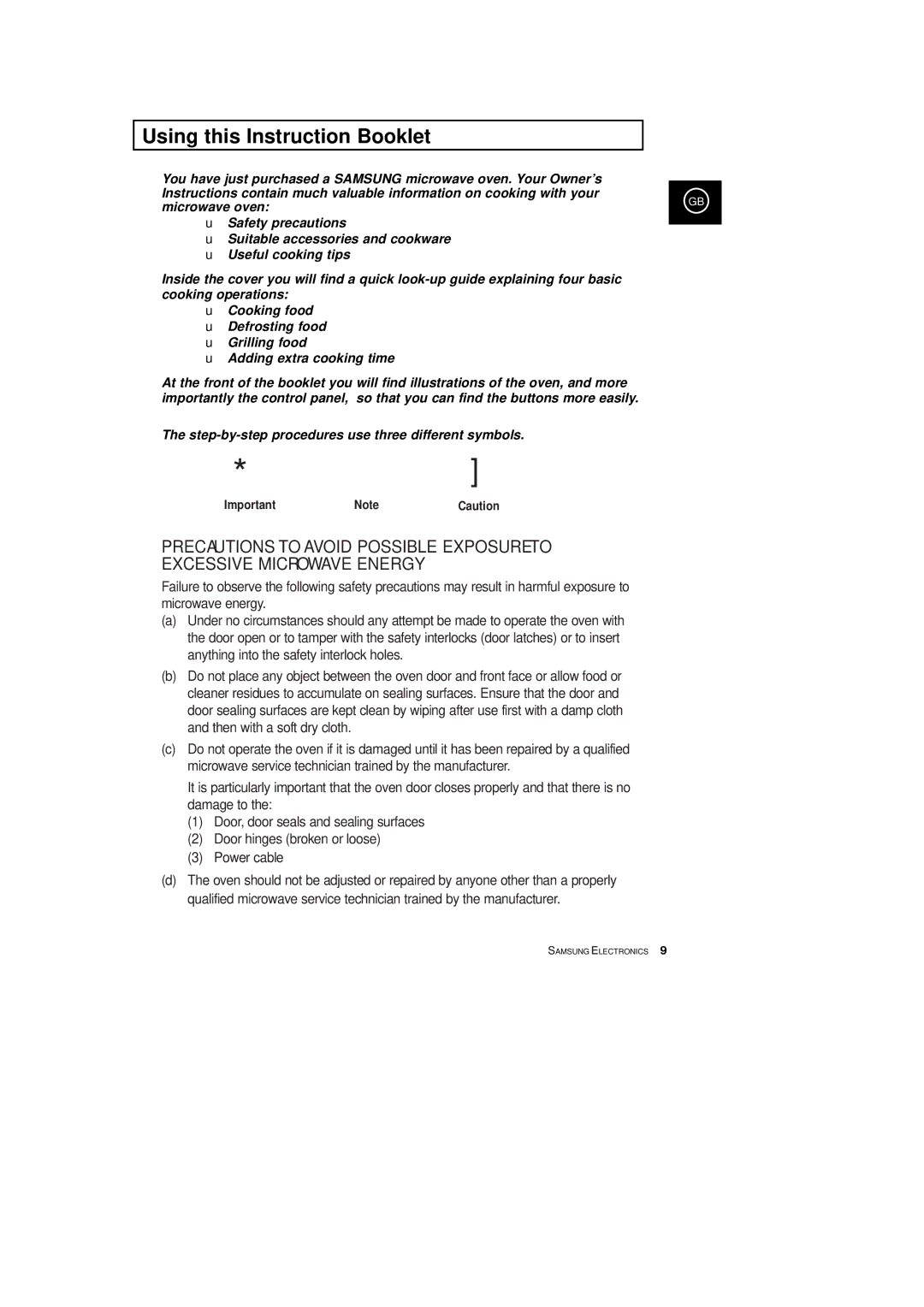 Samsung CE2913T, CE2933T manual Using this Instruction Booklet, Microwave oven 