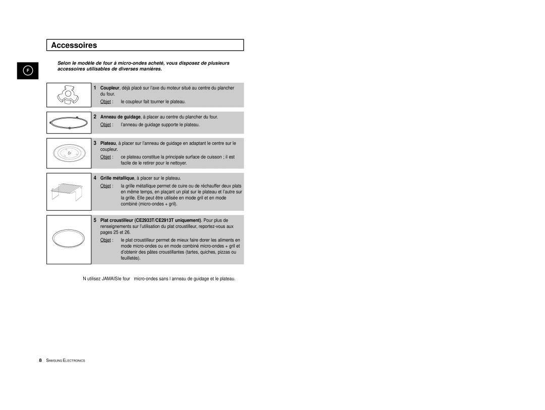 Samsung CE2913/XEF, CE2913-V/XEF manual Accessoires 