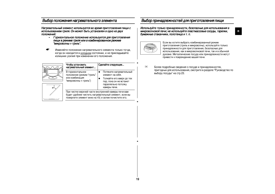 Samsung CE2915NR-5/BWT, CE2915NR/BWT ˚·Ó ÔÓÎÓÊÂÌËﬂ Ì‡„Â‚‡ÚÂÎ¸ÌÓ„Ó ˝ÎÂÏÂÌÚ‡, ˚·Ó ÔËÌ‡‰ÎÂÊÌÓÒÚÂÈ ‰Îﬂ ÔË„ÓÚÓ‚ÎÂÌËﬂ ÔË˘Ë 