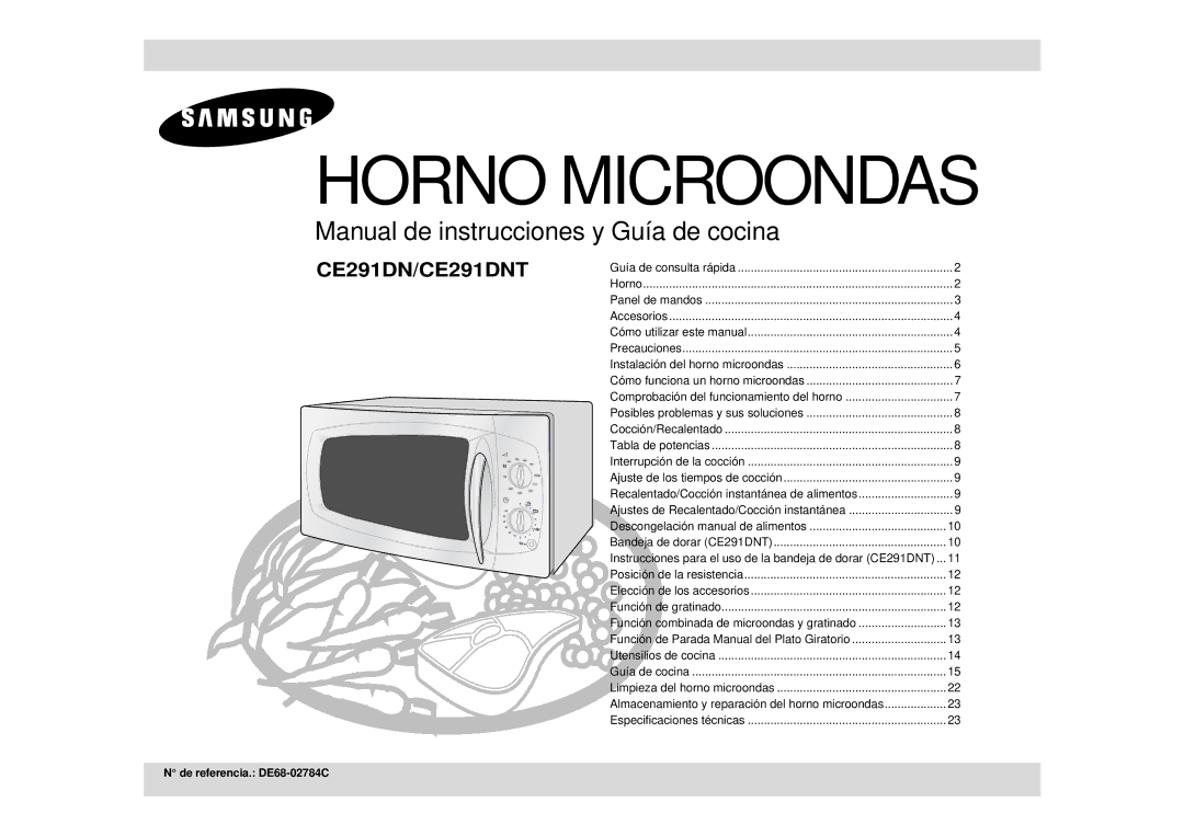 Samsung CE291DN-5/XEC manual Horno Microondas, De referencia. DE68-02784C 