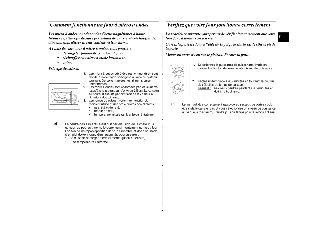 Samsung CE291DNT-K/XEF manual Comment fonctionne un four à micro à ondes, Vérifiez que votre four fonctionne correctement 