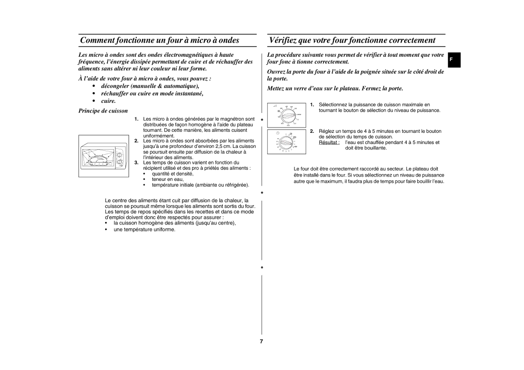 Samsung CE291DNT-K/XEF manual Comment fonctionne un four à micro à ondes, Vérifiez que votre four fonctionne correctement 