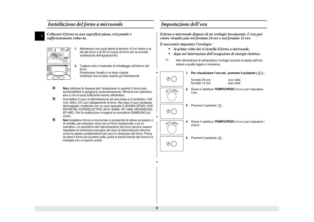 Samsung CE2927N/BOL manual Per visualizzare l’ora nel...premere il pulsante1 