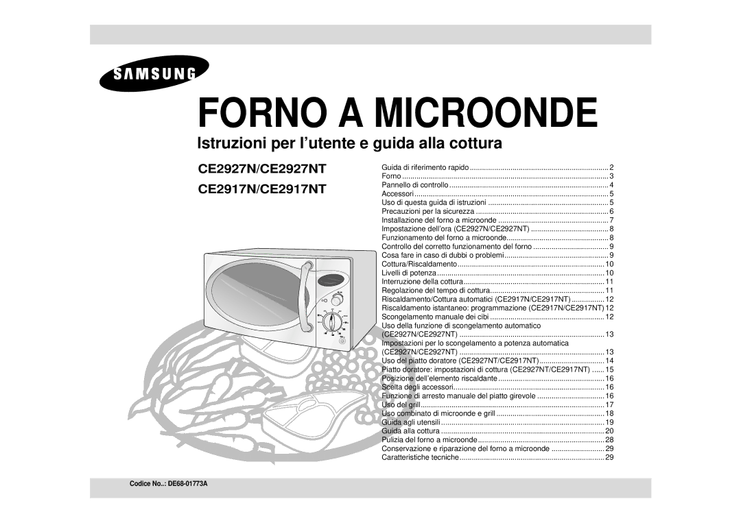 Samsung CE2927N/XET manual Forno a Microonde 