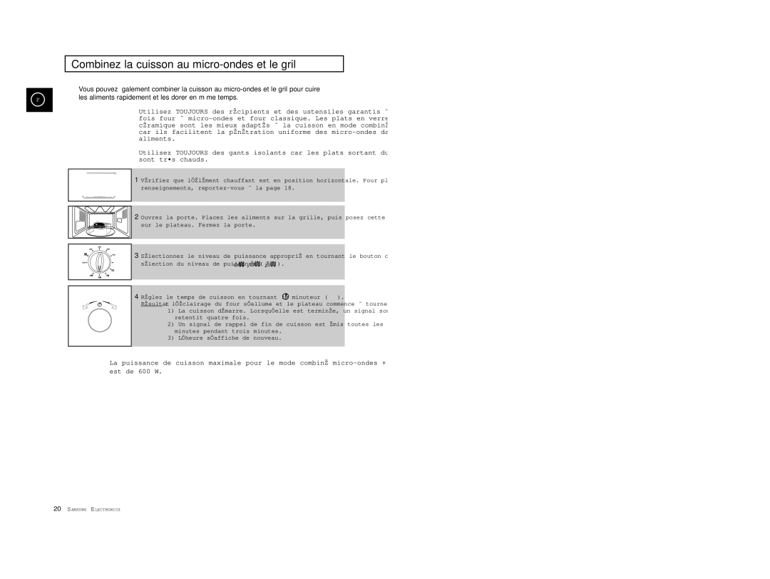Samsung CE2927/XEF, CE2927T/XEF manual Combinez la cuisson au micro-ondes et le gril 