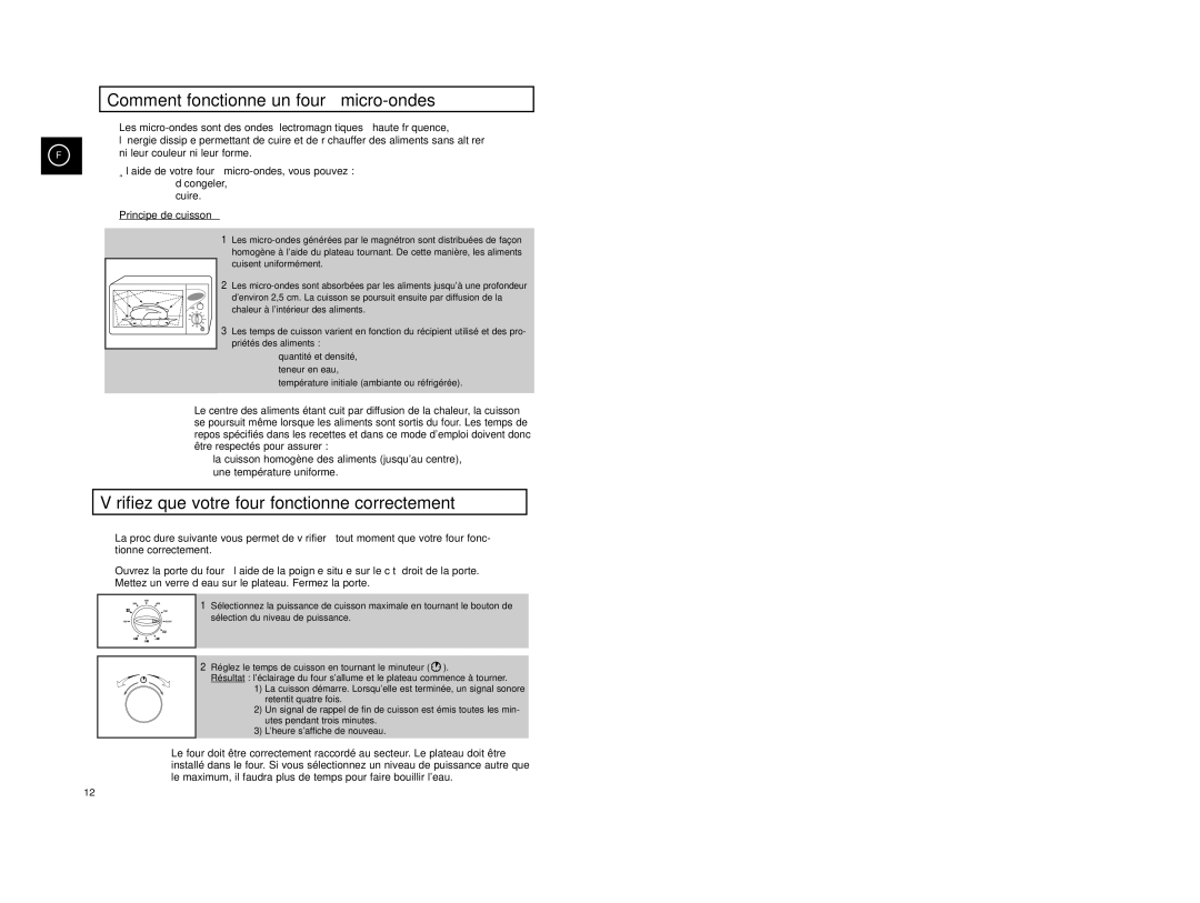 Samsung CE2927/XEF, CE2927T/XEF Comment fonctionne un four à micro-ondes, Vérifiez que votre four fonctionne correctement 