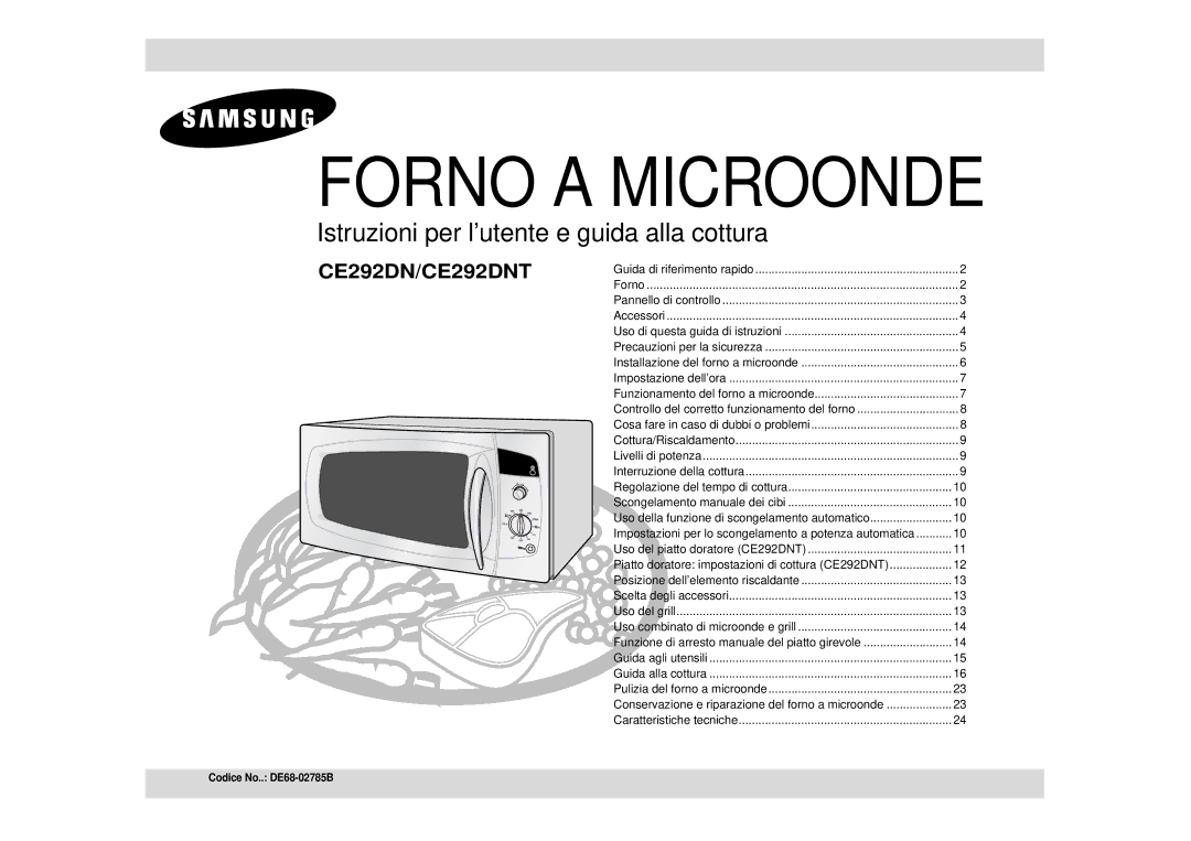 Samsung CE292DN/XET, CE292DN-5S/XET, CE292DN-5/XET manual Forno a Microonde 