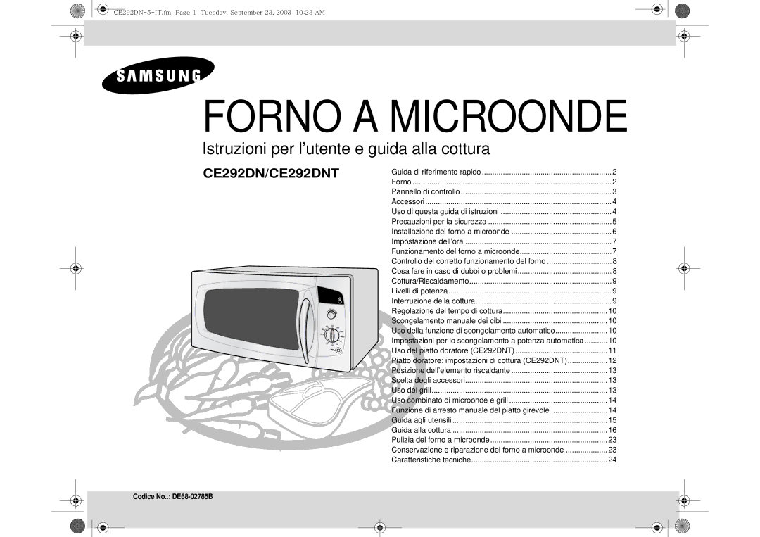 Samsung CE292DN/XET, CE292DN-5S/XET, CE292DN-5/XET manual Forno a Microonde 