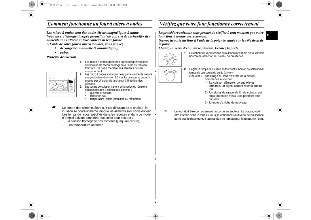 Samsung CE292DN-5/XEF, CE292DN/XEF manual Bouton de sélection du niveau de puissance, Temps de cuisson et du poids 