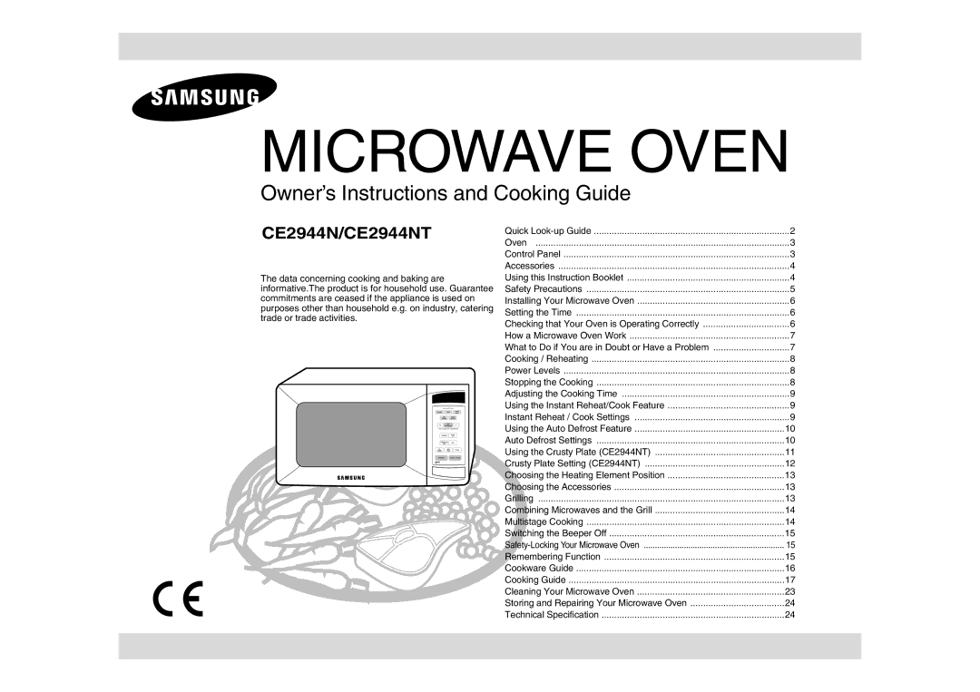 Samsung CE2944N-5S/XEH manual Microwave Oven 